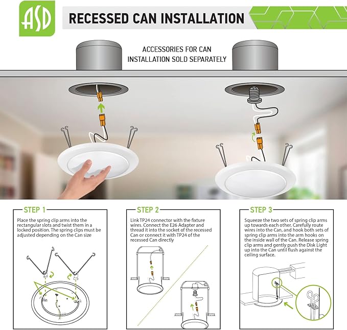 ASD 6 Inch LED Flush Mount Ceiling Light, Wet Rated Dimmable LED Disk Light - Image 7