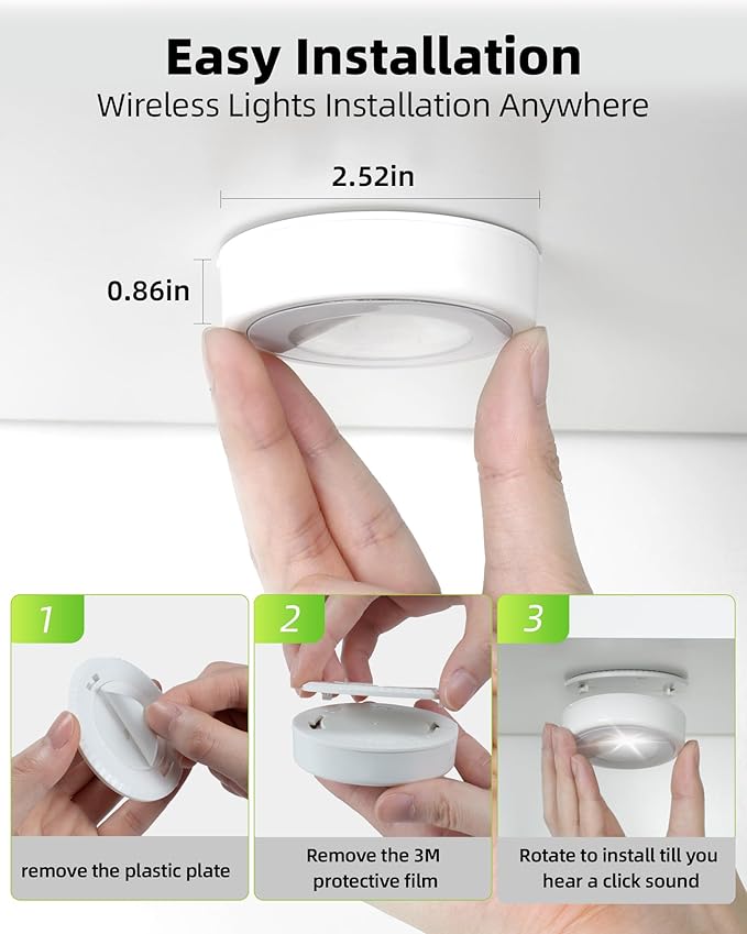 EZVALO LED Puck Lights, Touch Light, 2.5'' Mini Tap Light, Rechargeable Sitck - Image 7