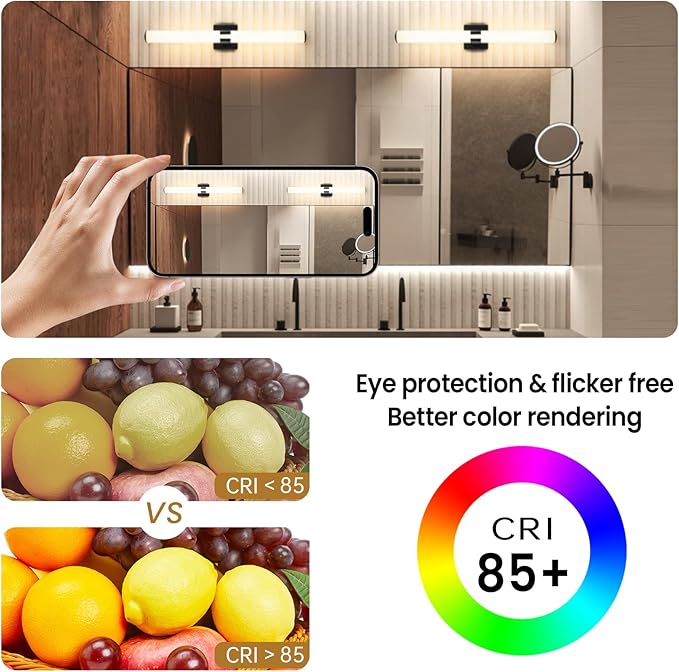 Black Bathroom Vanity Light Fixtures, 31 inch Modern Bathroom Light Fixtures - Image 9