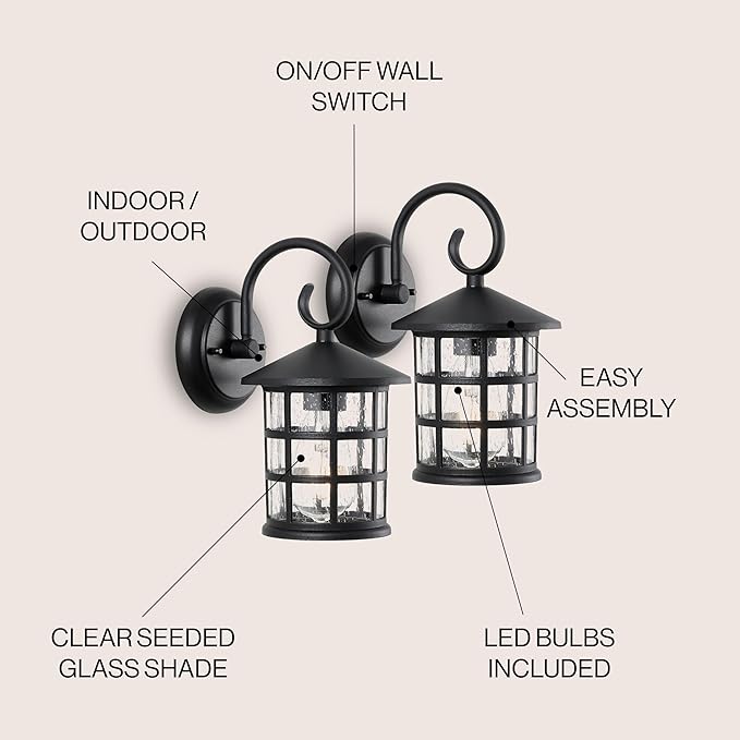 JONATHAN Y JYL7609A-SET2 Cadiz 6" 1-Light Iron/Seeded Glass Cottage Rustic - Image 3