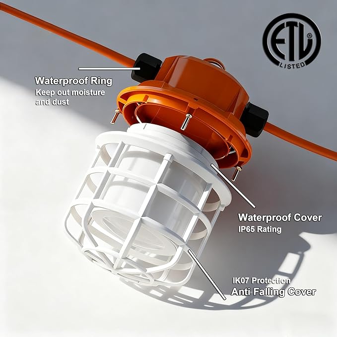 NS 50FT Construction String Lights LED Industrial Grade Super Bright 5000K IP65 - Image 2