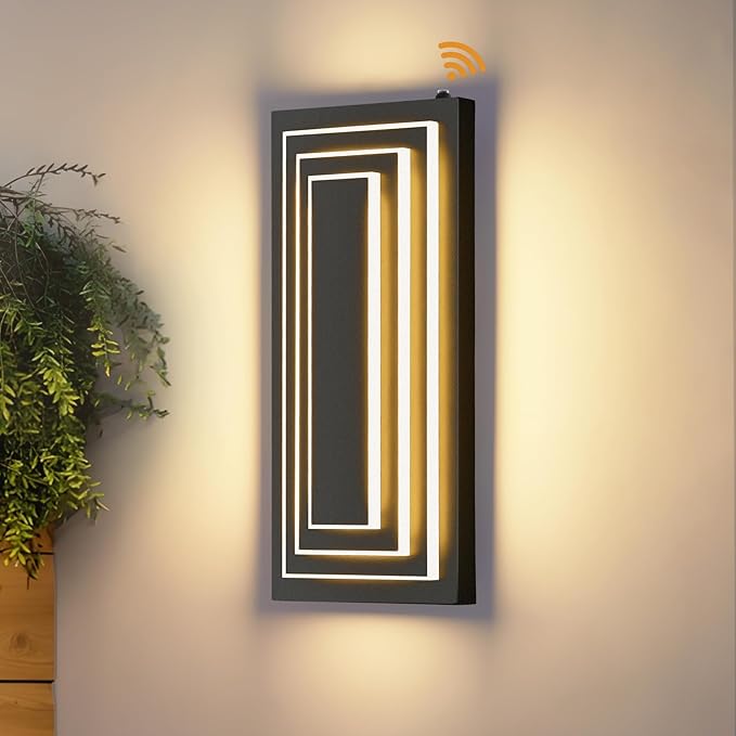 Dusk To Dawn Led Outdoor Wall Light, 3 Tier Modern Exterior Lights by ZSMAIKU