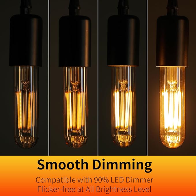 E26 T10 LED Light Bulbs, 5 Inch Vintage Tubular Thin Edison Bulbs, 2200K - Image 5