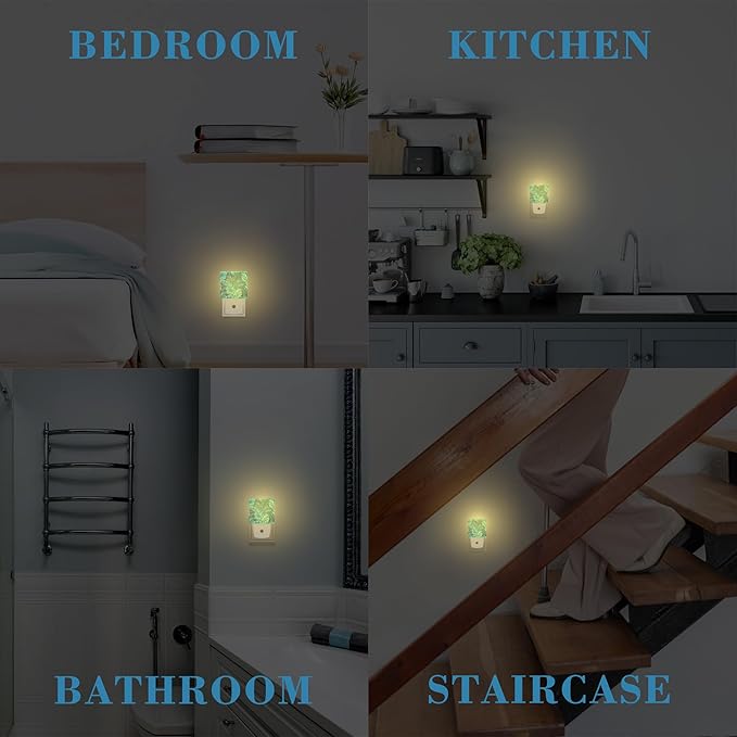 Night Light Plug into Wall Turquoise and Green Tropical Leaves Night Light - Image 7