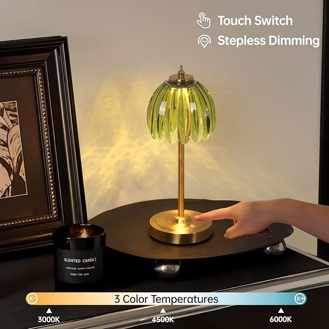 Tulip Table Lamp with 5000mAh Battery & Touch Control, Small Cordless Table - Image 3
