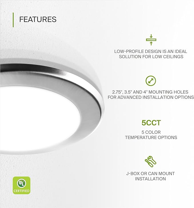ASD 1 Pack LED Disk Lights 6 Inch, 15W 5CCT 2700K-5000K 1245LM CRI90+, Dimmable - Image 3