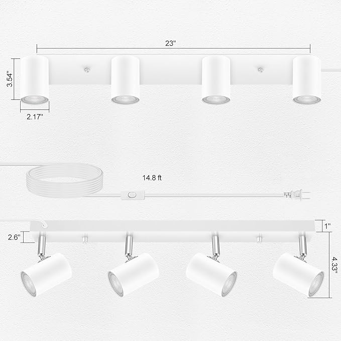4 Light Track Lighting Kit, Industrial LED Wall Light - Image 6
