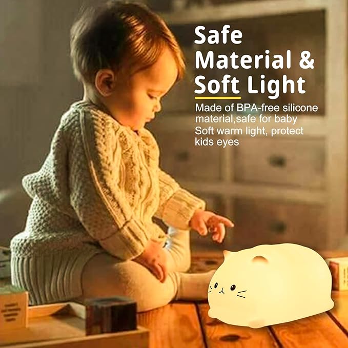 ZKLiLi Night Light, Cute Cat Nursery Lights USB Rechargeable Cat Lamp - Image 2