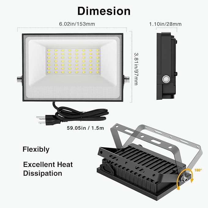 Onforu 40W Flood Lights Outdoor, 4000lm Bright LED Work Light - Image 6