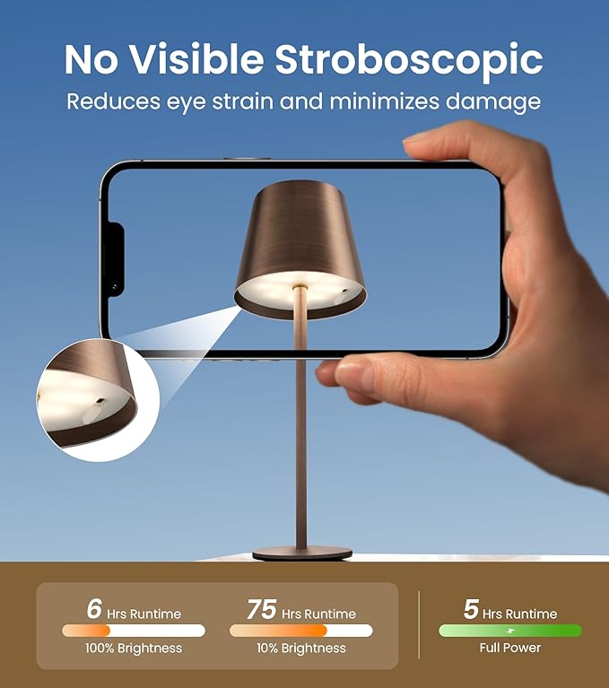3 Pack Cordless Table Lamp, Portable Battery Operated Lamp - Image 6
