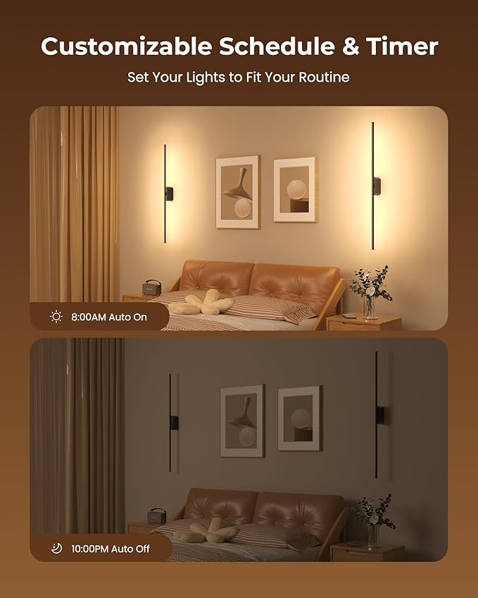 40 Inch Battery Operated Wall Sconces Set of 2, 12000mAh Rechargeable Smart - Image 6