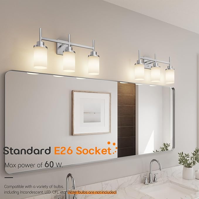 Bathrom Light Fixtures Brushed Nickel 3-Light - Image 3