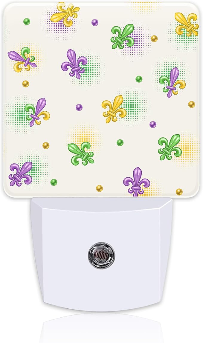 Mardi Gras Carnival Night Light Plug into Wall, Fleur de Lis and Beads Dusk to by sndheke