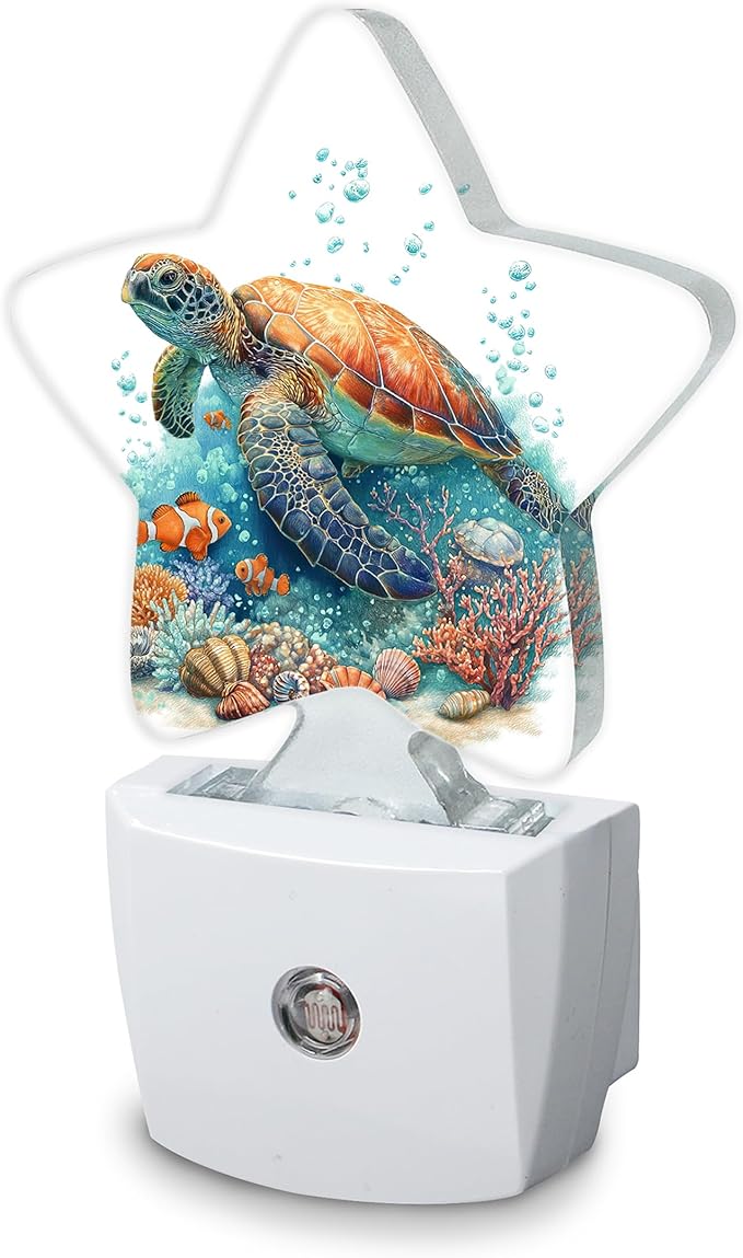 Sea Turtles Night Light, Fish Plug-in Dusk to Dawn Smart Sensor Nightlight by SKYDAWNY
