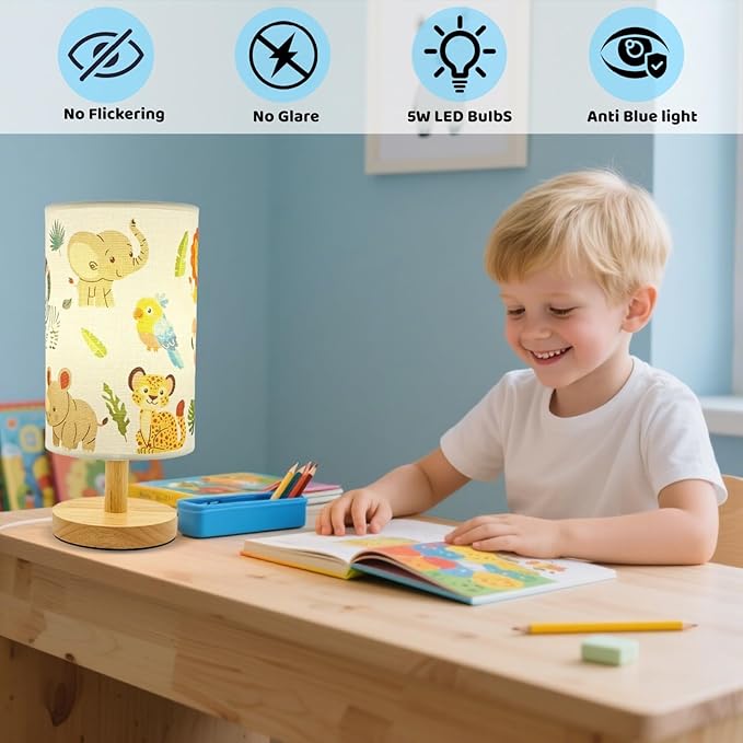 Kids Table Lamp-Night Light for Boys Room, 3-Color LED Desk Lamp - Image 6