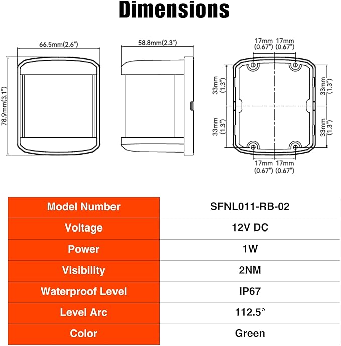 SEAFLO 11 Series Regular Sized LED Green Starboard Navigation Light – 12V - Image 8