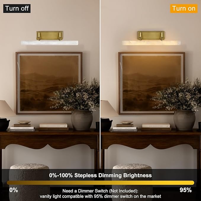 20in Alabaster Picture Light for Wall Art, Brushed Gold Art Display Light - Image 6