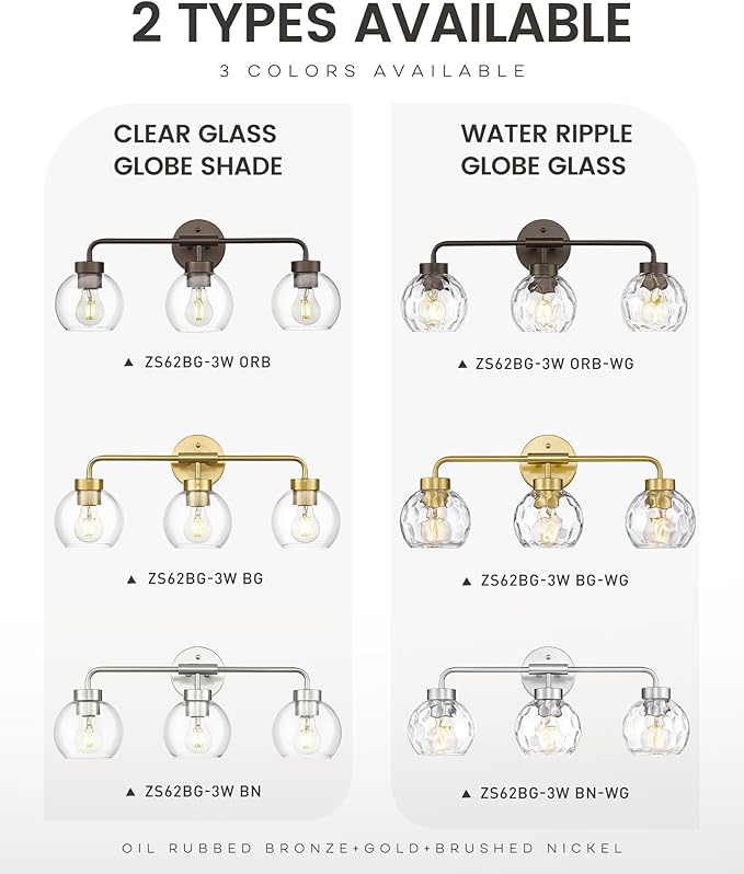 zeyu Brushed Nickel Bathroom Light Fixtures, 23 Inch 3-Light Modern Vanity - Image 6