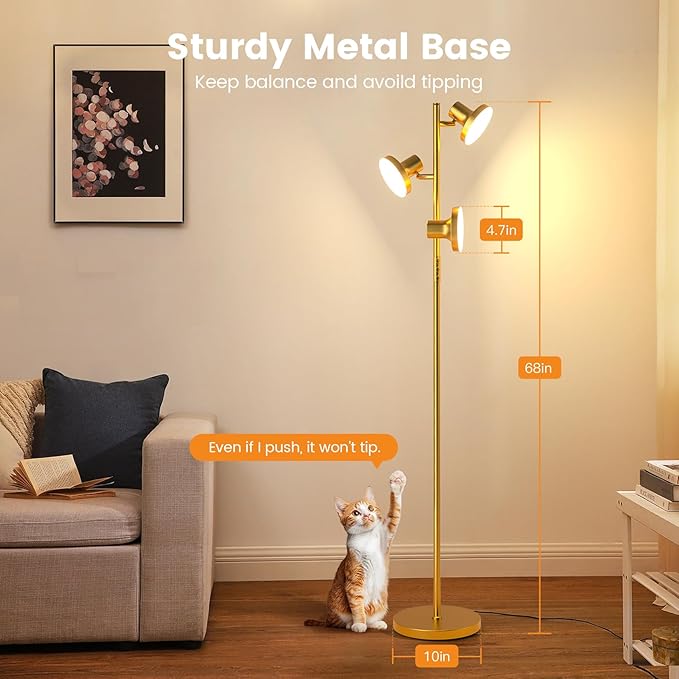 36W LED Tree Floor Lamp, Modern Dimmable Standing Lamp - Image 7