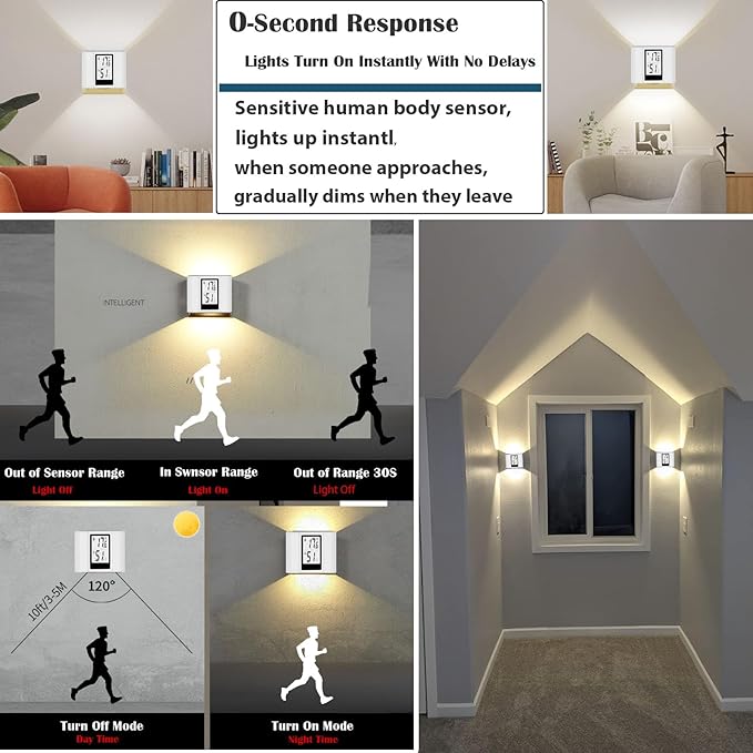 Motion-Activated LED Wall Sconce Outdoor Indoor Wall Lights - Image 5