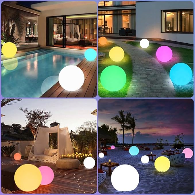 12 Inch Solar Glowing Ball Light Outdoor, Solar Garden Globe Light w/Remote - Image 4