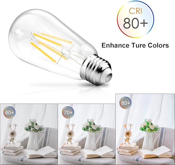 Ascher Dimmable Vintage LED Edison Bulbs, Equivalent 60W, Bright Cool White - Image 5