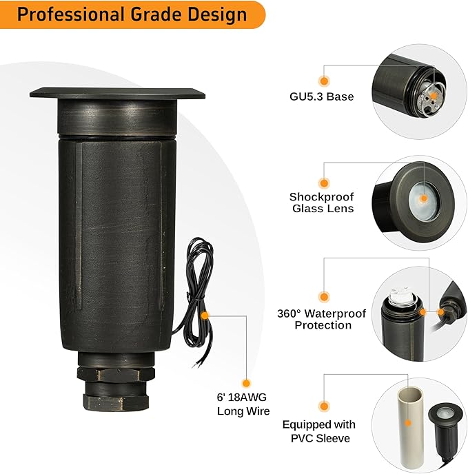 Gardenreet Brass Well Light Low Voltage, IP65 Drive-Over Flush In Ground - Image 8
