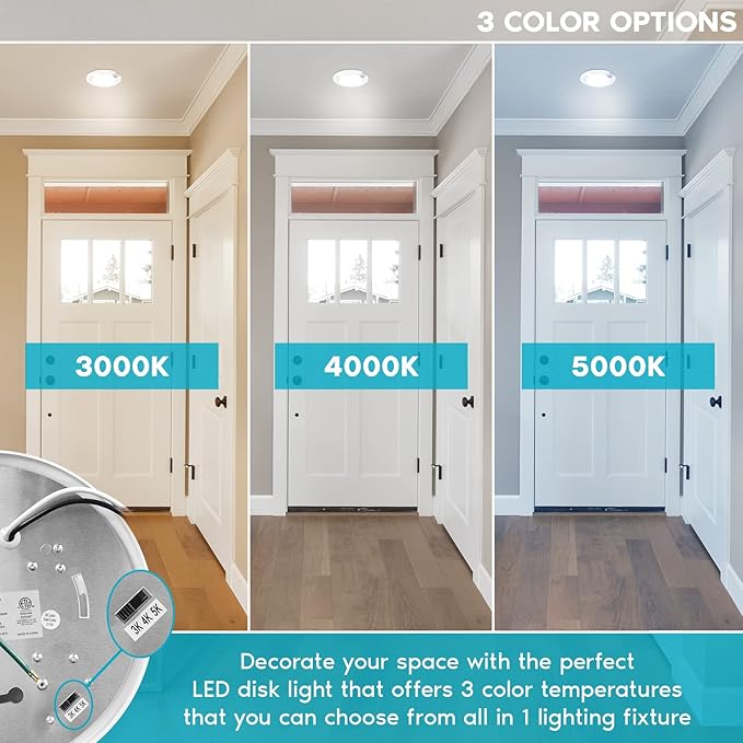 LUXRITE 4 Inch LED Motion Sensor Ceiling Light, 3 Color Selectable 3000K-5000K - Image 3