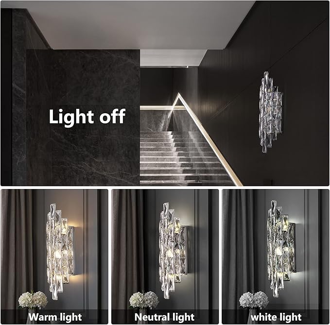 Modern Crystal Chrome Wall Sconces, Wall Light Fixtures, Indoor Wall Lamp - Image 2