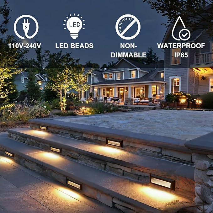 ZONK LED Outdoor Indoor Step Lights, Line Voltage 110-240V 2W Landscape Stair - Image 3