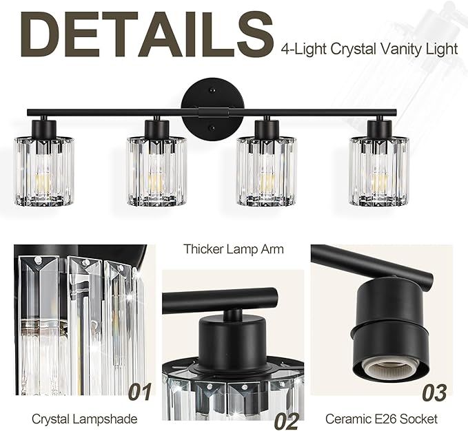 Crystal Bathroom Light Fixtures, Bathroom Lighting Fixtures Over Mirror - Image 8
