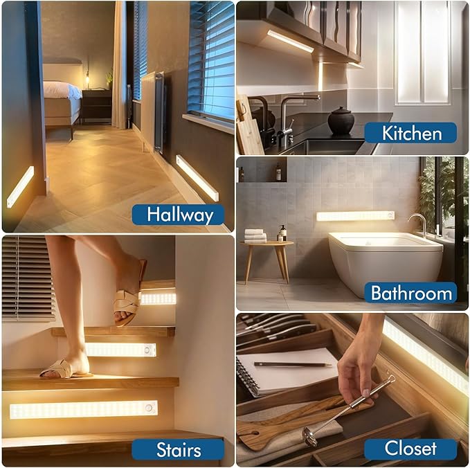 Under Cabinet Lights 14.5 Inch, Under Cabinet Lighting 63LEDS 2500mAh, Motion - Image 7