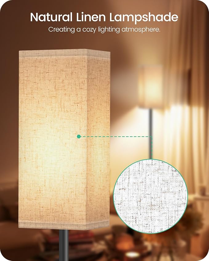 64.6" Floor Lamp, Pole with Foot Switch, Modern Standing Lamp Lampshade - Image 3