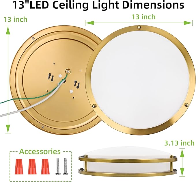 hykolity 13 inch Flush Mount LED Ceiling Light Fixture, - Image 8
