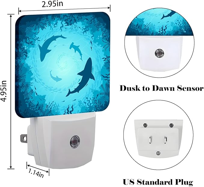 Floating Sharks Night Light, Plug Into Wall - Image 2