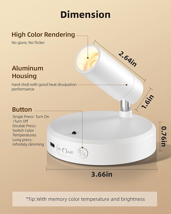 EZVALO Battery Powered LED Spotlight Indoor, Wireless Picture Lights - Image 6