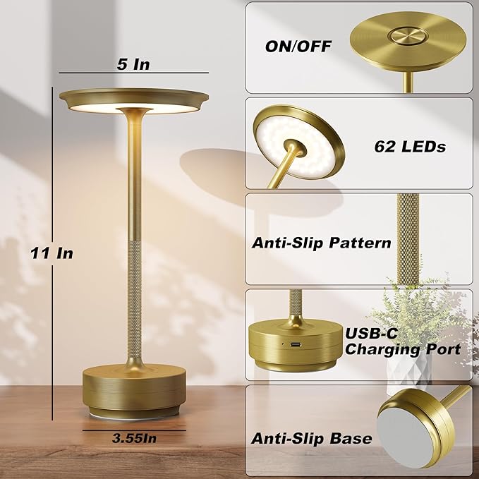 1 Pack Cordless Table Lamps Rechargeable, Portable 5000mAh Battery Operated Lamp - Image 7