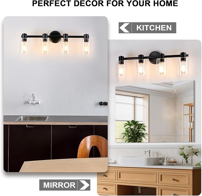 4 Light Bathroom Wall Light Fixtures Black Bathroom Wall Sconce - Image 8