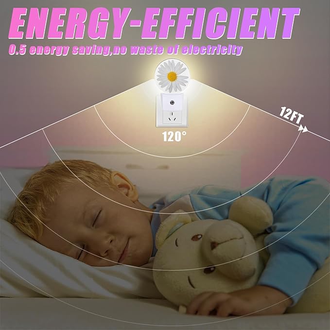 Daisy Night Light Chamomile Night Lights LED Lamp Round Plug into Wall - Image 5