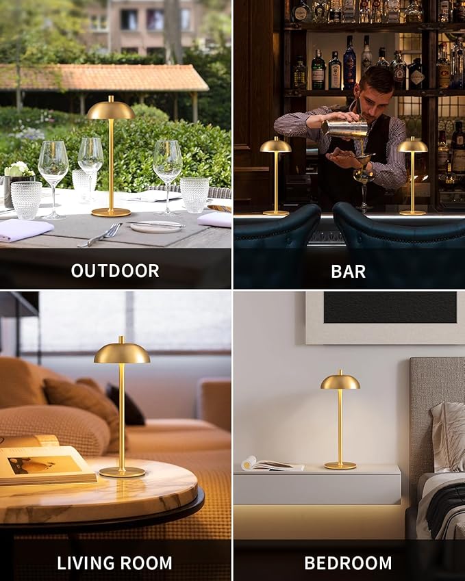 Cordless LED 12" Small Table Lamps Set of 2, Modern Portable Desk Lamp - Image 6