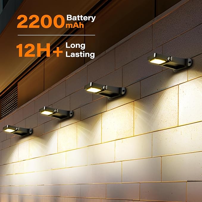 200LM Solar Wall Lights Outdoor 6 Colors, 2200mAh Long Lasting Solar Powered - Image 2