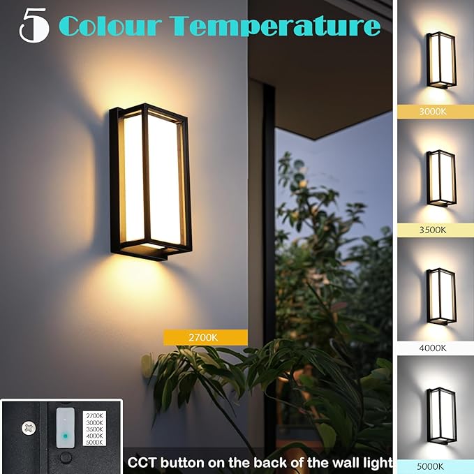 Dimmable Modern Outdoor Wall Light Fixtures, 1400LM Waterproof Porch Lights - Image 2