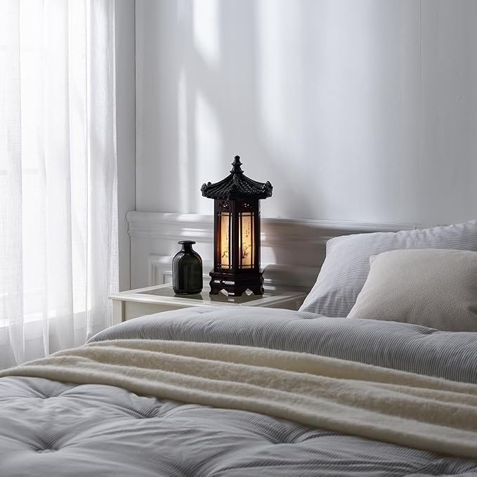 Antique Alive Traditional Korean Wood Lamp | Handmade Asian Oriental Table - Image 8