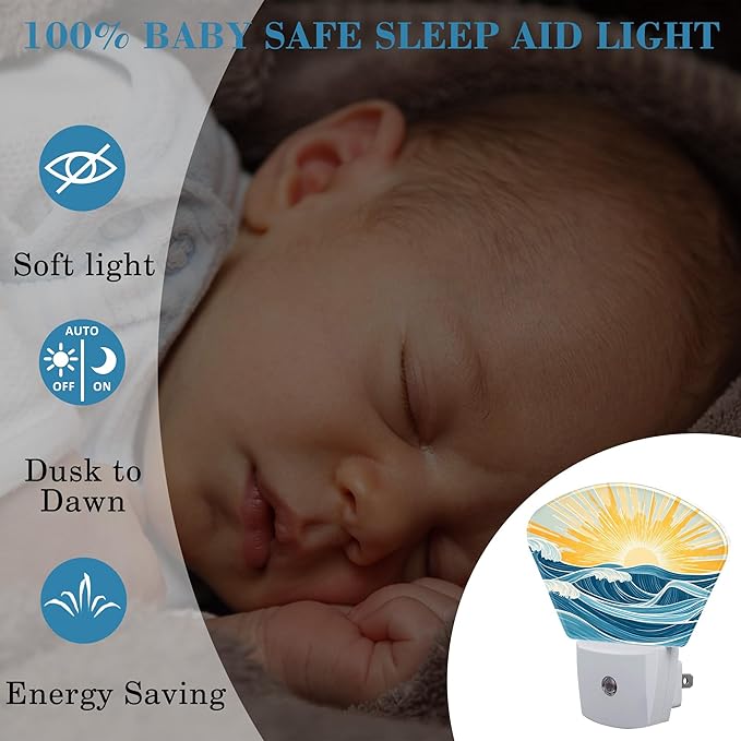 Sunrise Over The Sea Night Light Waves and Sun Nightlight Plug into Wall - Image 4