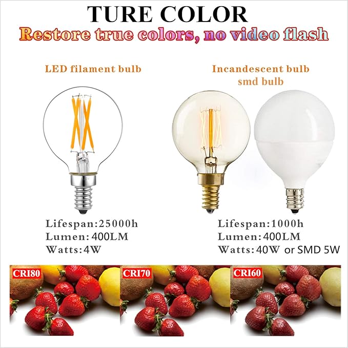 LiteHistory e12 led dimmable g16.5 Light Bulb 6W Equal 60 Watt 600lm AC120V e12 - Image 6