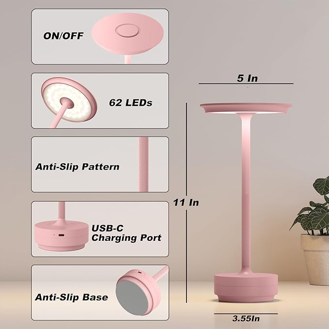 2 Pack Rechargeable Cordless Table Lamps, Portable 5000mAh Outdoor Table Light - Image 7
