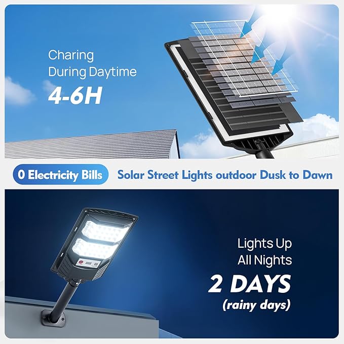Solar Lights Outdoor Waterproof, Motion Sensor Street Light, Dusk to Dawn Flood - Image 5