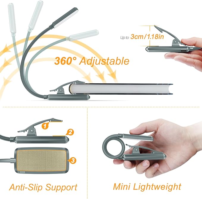 Gritin 9 LED Rechargeable Book Light - Image 5