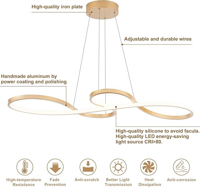 Modern LED Chandelier Dining Room Modern Pendant Light Dimmable Creative - Image 4