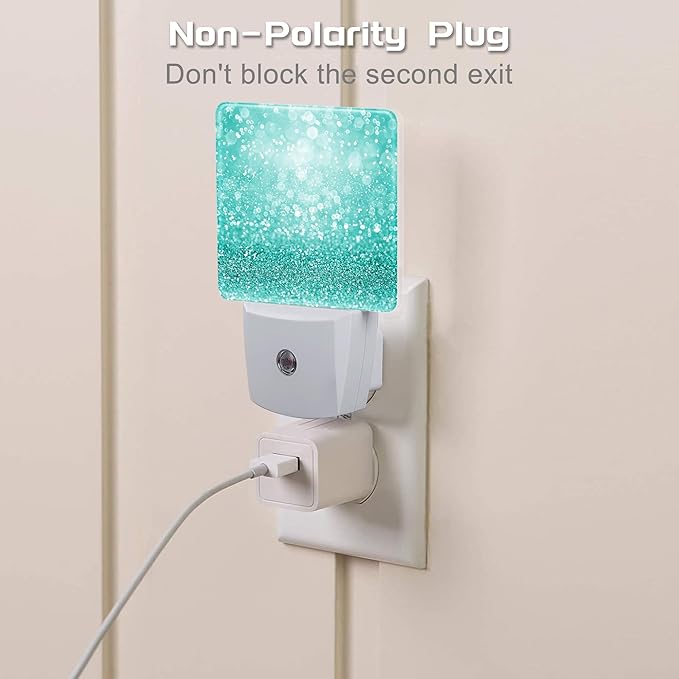 Teal Turquoise Glitter Night Light Plug into Wall, 0.5w Energy Saving Sleep - Image 3